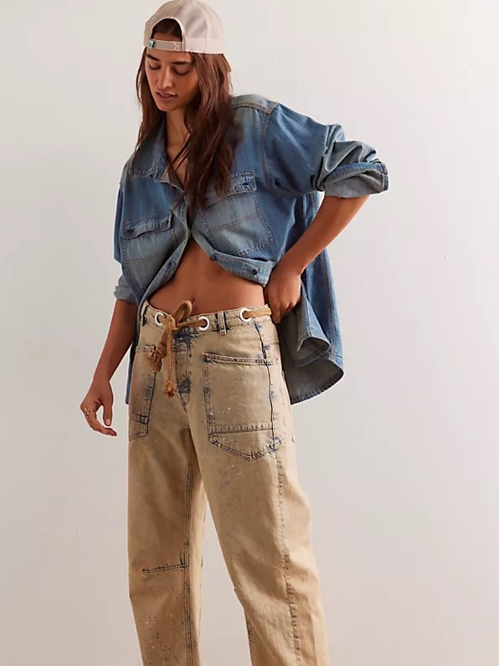 We The Free Moxie Low Slung Pull On Barrel Wide Leg - Cowboy Size 31 We the Free